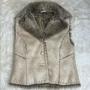 Scully Ladies Faux Fur Leather Like Stylish Vest Size L